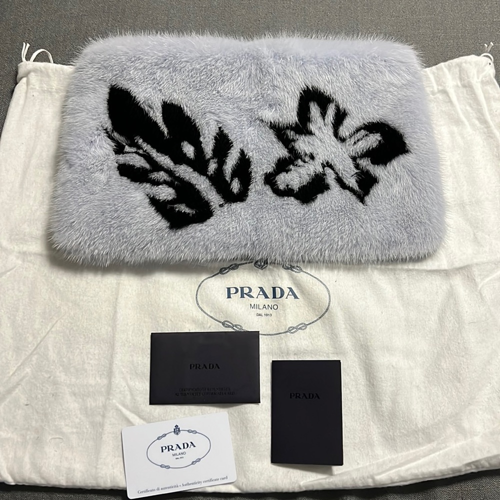 New Prada Mink Fur Pochette Clutch